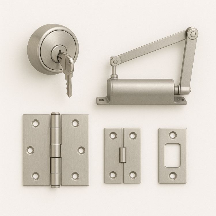 Door Lock, Closer Hinges, and Accessories